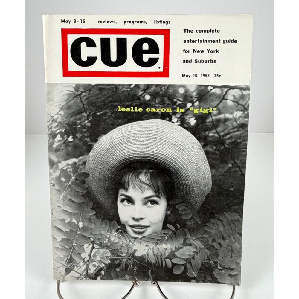 Vintage 1958 Cue Magazine Leslie Caron Gigi Cover NYC Broadway TV Ads May 10